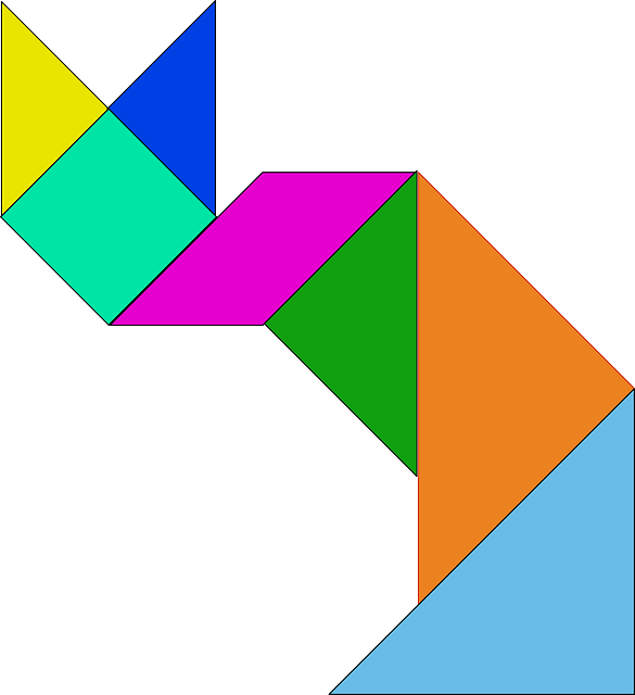 Shapes, Puzzle, Game, Colors, Asian, Color - Tangram Game (585x640), Png Download