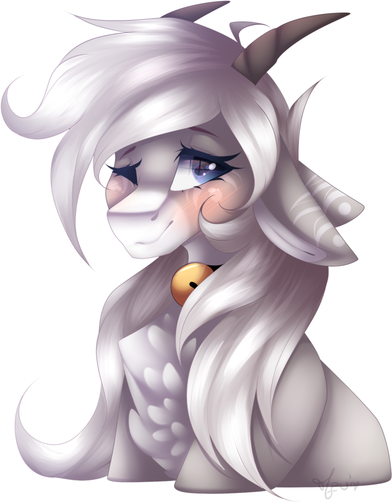 Mauuwde, Bell, Bell Collar, Bust, Collar, Female, Goat - Cartoon (830x1024), Png Download