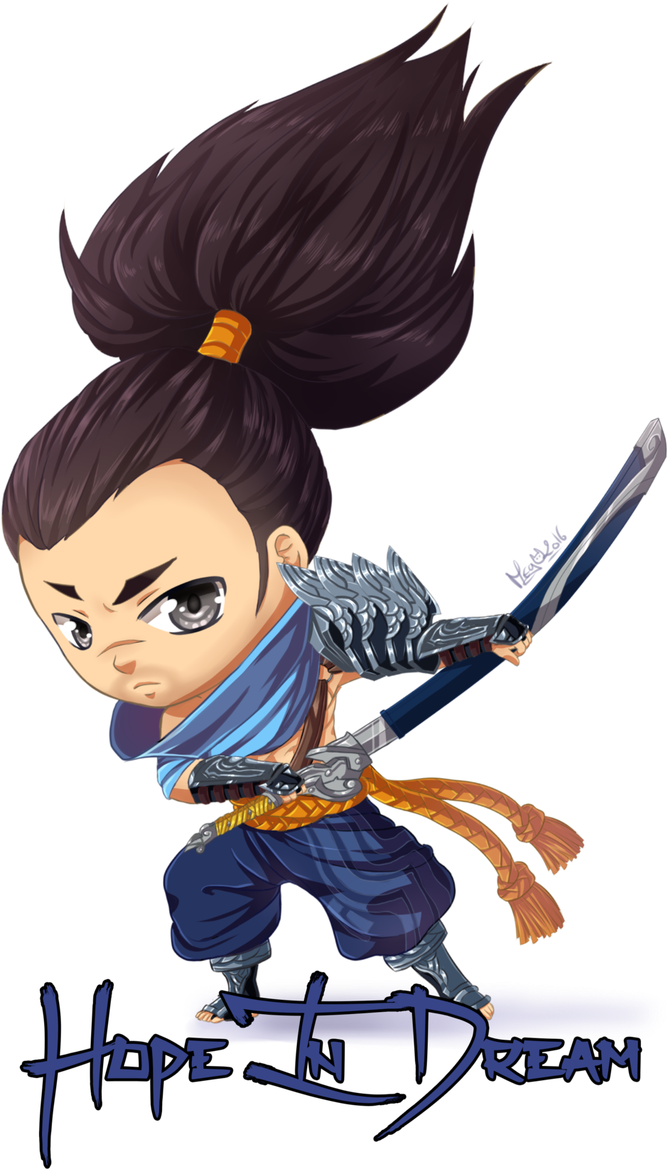 Banner Black And White Download Collection Of Drawing - League Of Legends Chibi Yasuo (1024x1671), Png Download