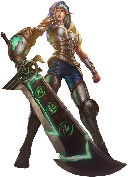 Reedeemed Riven Skin Splashart Png Image - League Of Legends Riven Png (605x717), Png Download