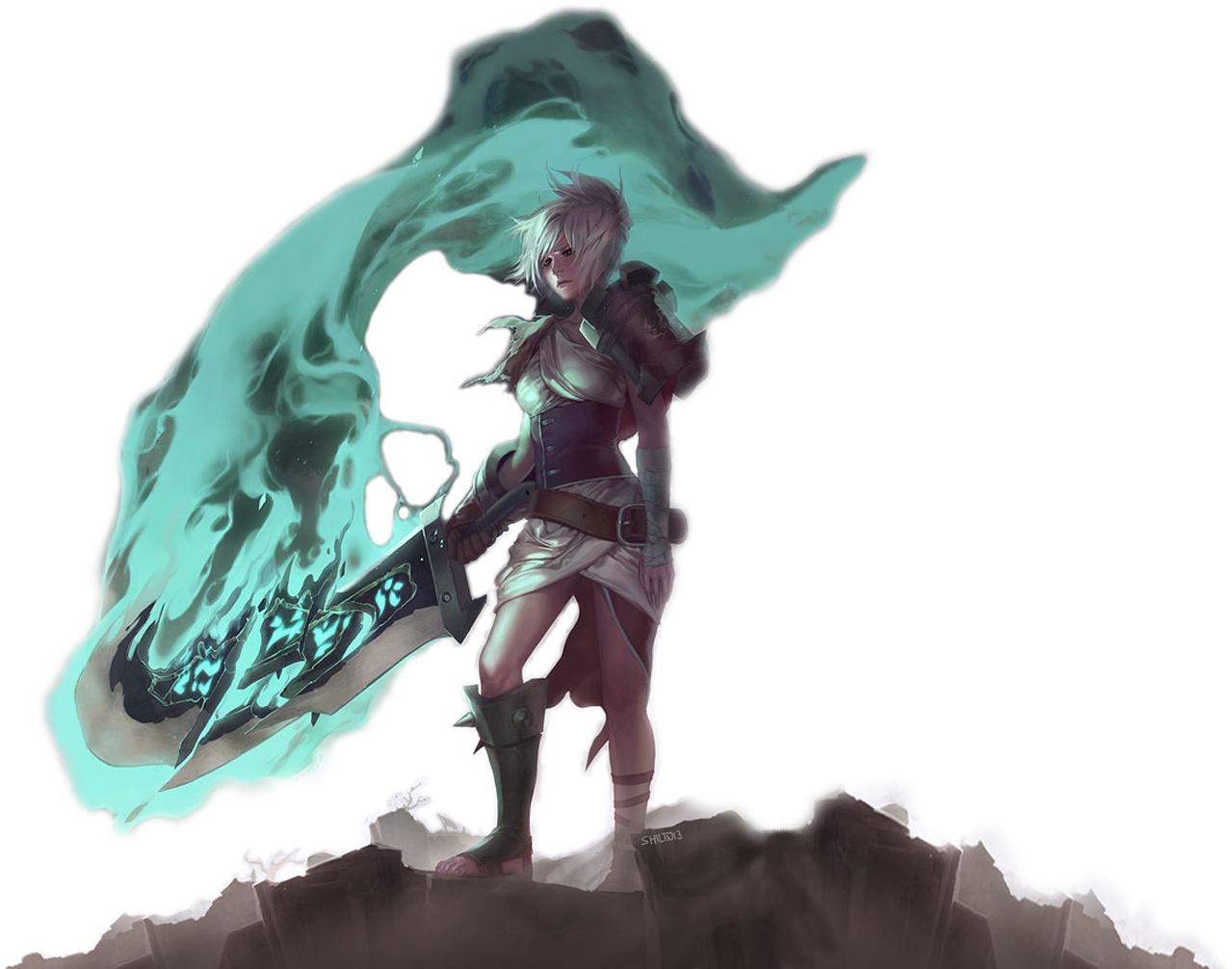 Black And White Riven Transparent Shilin - Riven Lol Png (1920x1080), Png Download