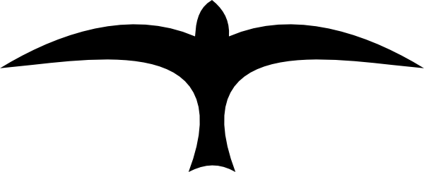 Bird Silhouette Open Wings - Simple Bird Flying Silhouette (600x244), Png Download