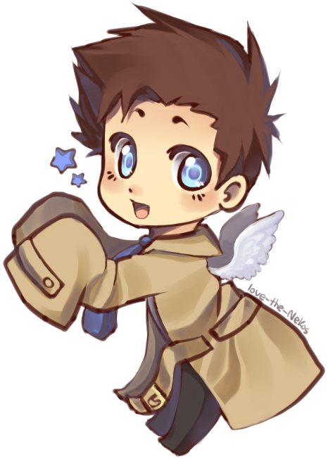 Supernatural, Castiel, And Cas Image - Supernatural Castiel Chibi (466x652), Png Download
