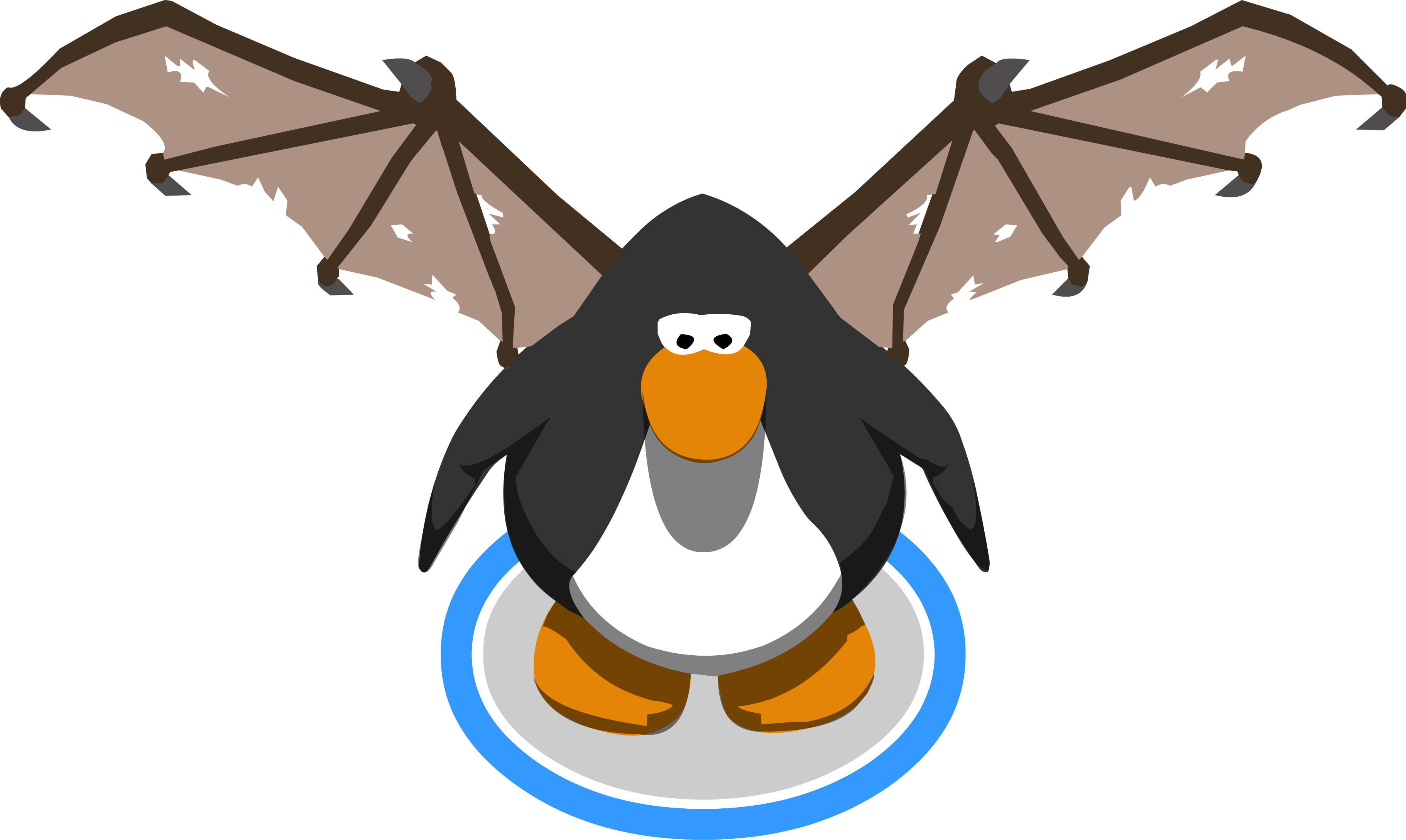 Brown Bat Wings In-game - Club Penguin Graduation Cap (3644x2178), Png Download