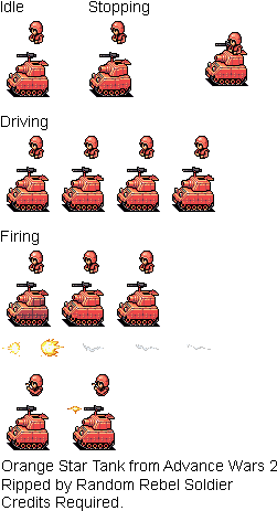 Orange Star Tank - Advance Wars Tank Sprite (264x472), Png Download