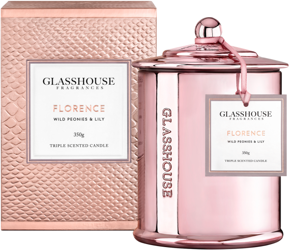 Limited Edition Florence Wild Peonies & Lily Triple - Limited Edition Glasshouse Candles (832x750), Png Download
