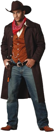 Cowboy And Saloon Girl Costumes (244x594), Png Download