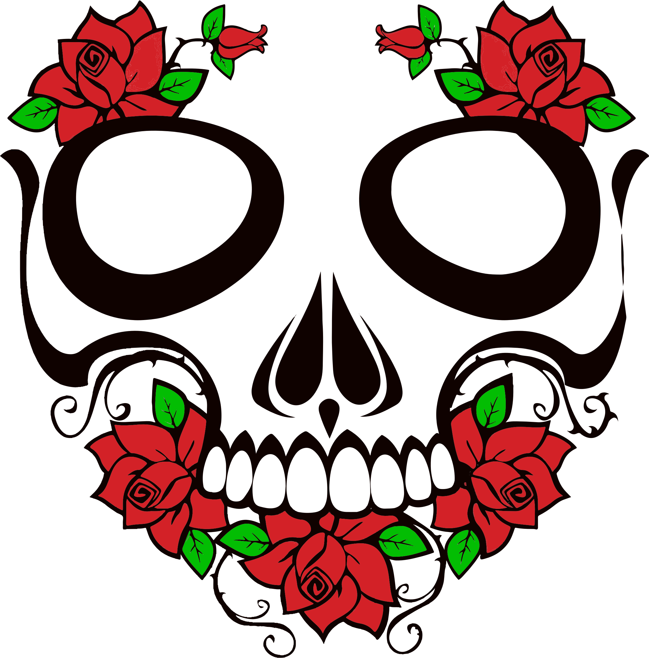 Png Library Icons Png Free Downloads - Skull With Flowers Clipart (2252x2282), Png Download