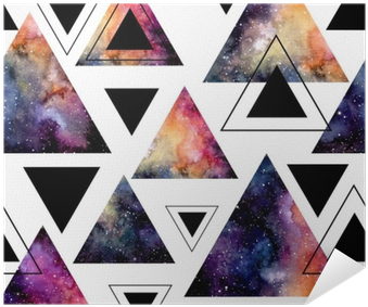 Seamless Pattern Of Watercolor Triangles And Galaxy - Watercolor Galaxy Triangle (400x400), Png Download