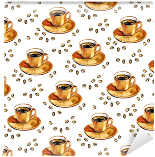 Watercolor Coffee Seamless Pattern - Teacup (400x400), Png Download