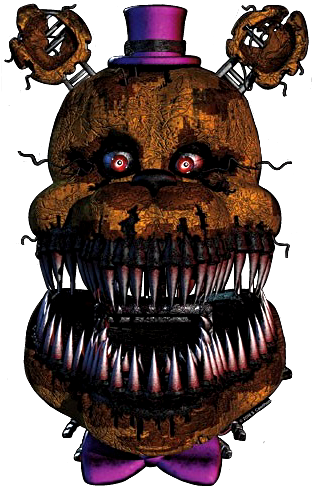 Nightmare Fredbear Head - Fnaf Nightmare Fredbear Head (311x523), Png Download