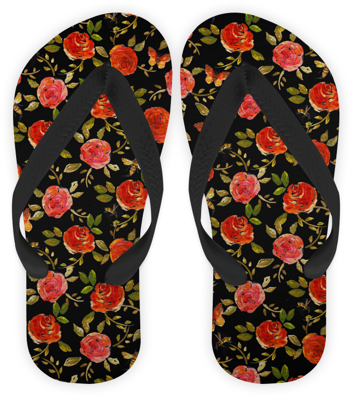 Chinelo Dark Flowers - Flip-flops (800x800), Png Download