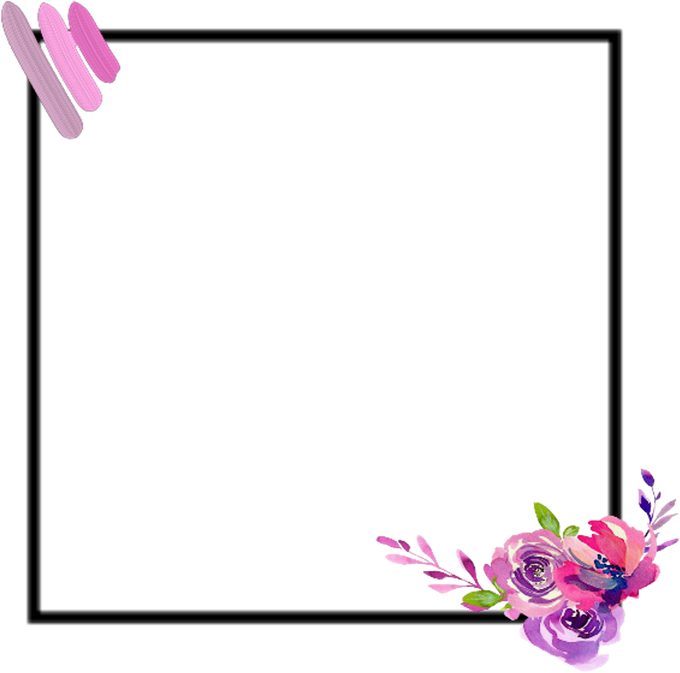 Ftestickers Watercolor Frame Flowers (1024x1024), Png Download