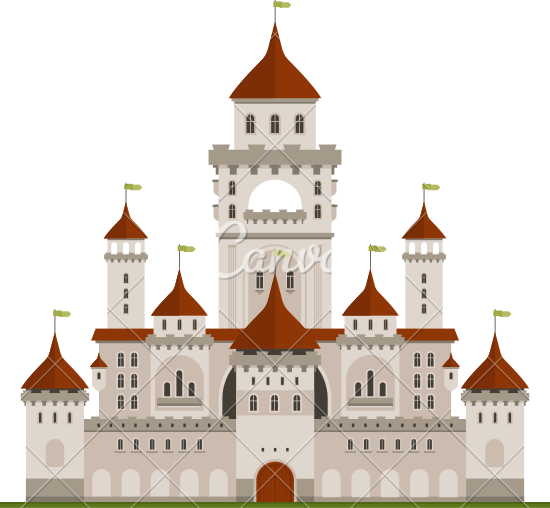 Royal Family Castle With Guard Walls - Palace Clipart (550x508), Png Download