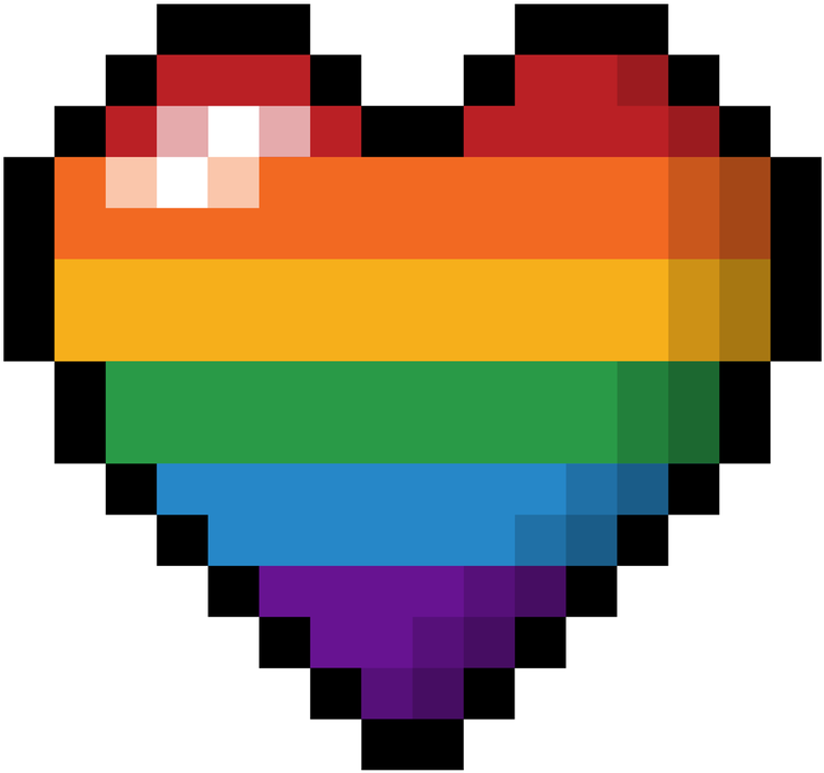 Large Heart Made Of Pixels In The Colors Of The Lgbt - 8 Bit Heart (800x800), Png Download