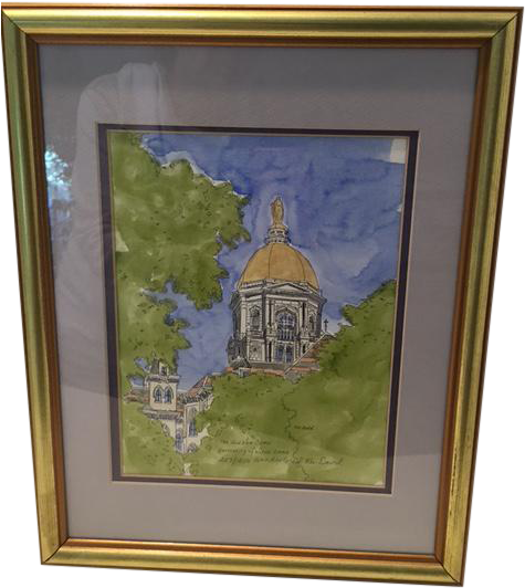 Ken David University Of Notre Dame Golden Dome Drawing - Notre Dame Golden Dome (527x590), Png Download