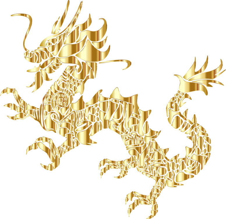 Chinese Dragon Tattoo Clip Art Drawing Silhouette - Dragon Clipart No Background (776x750), Png Download