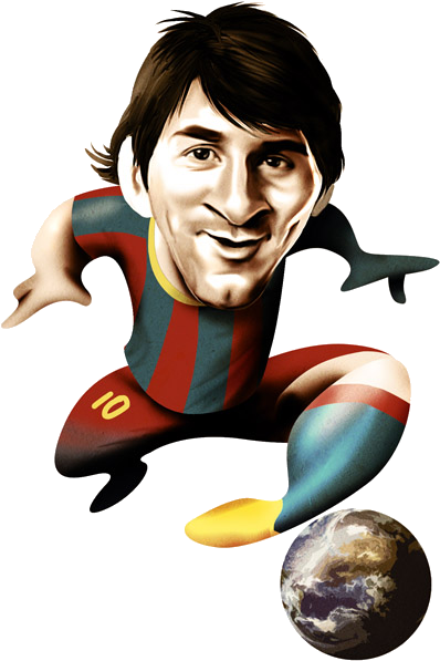 Excelentes Caricaturas De Jugadores De F - Caricatura De Messi Del Barcelona (600x600), Png Download