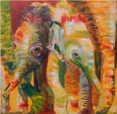 Olifanten - Willy Kodde - Modern Art (600x400), Png Download