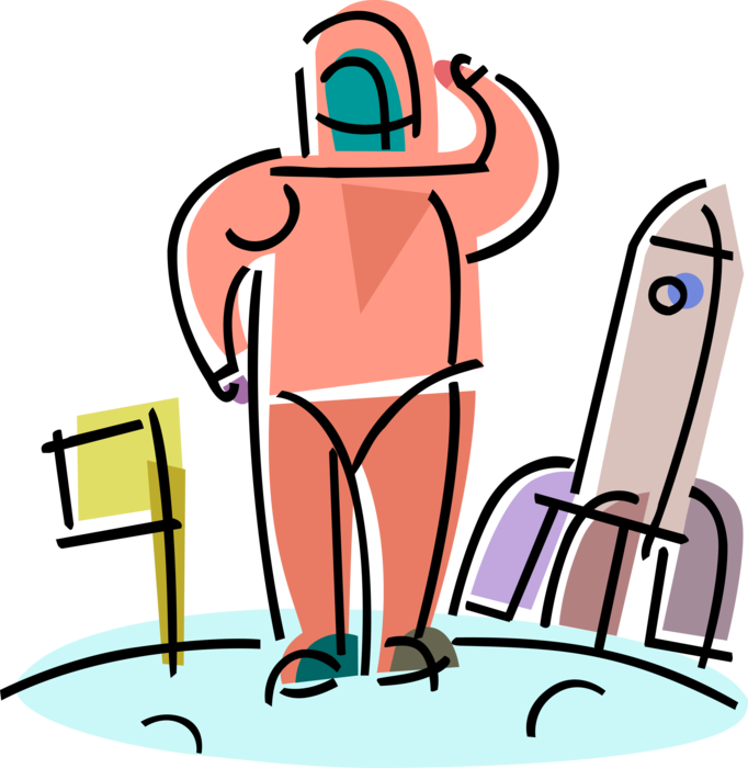 Lands On Planet Surface Image Illustration Of - Astronaut (682x700), Png Download