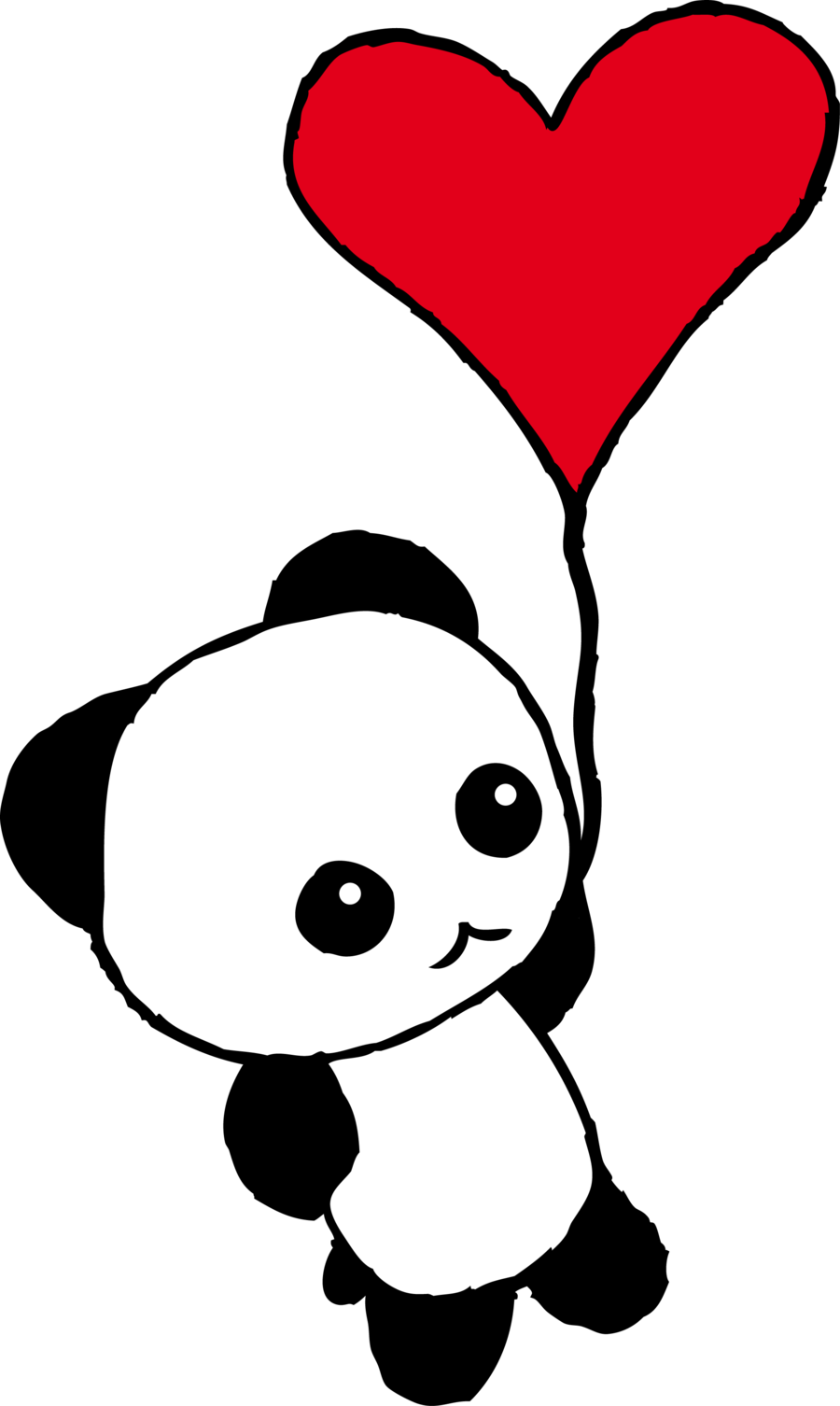 Giant Panda Drawing Cuteness Love - Dibujos De Pandas De Amor (900x1506), Png Download