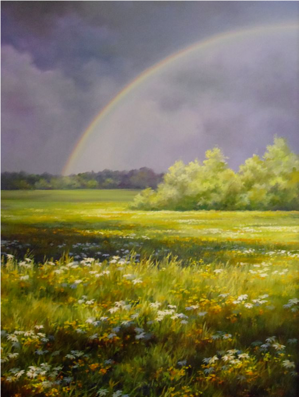 In This Field Of Daises, You Do Not Need To Look For - Painting (800x800), Png Download