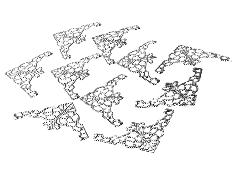 10 Filigree Silver Corners - Gold (800x800), Png Download