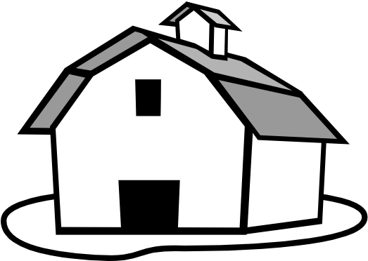 Farmer Farming Clipart Farm - Farmhouse Clipart Black And White (569x453), Png Download
