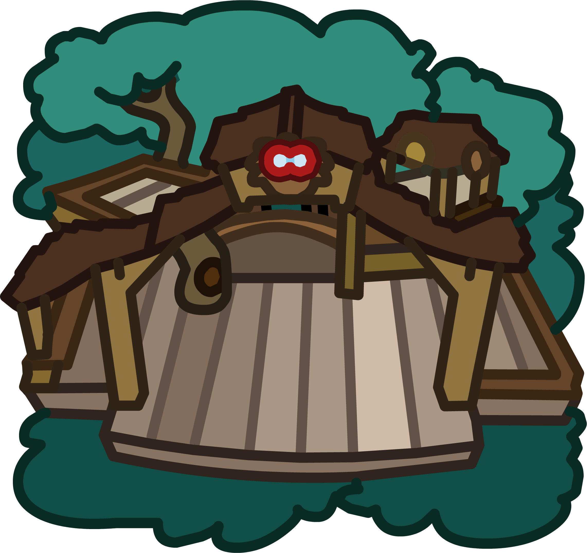 Brown Puffle Tree House Icon - Iglu Casa Na Arvore Free Penguin (2283x2149), Png Download