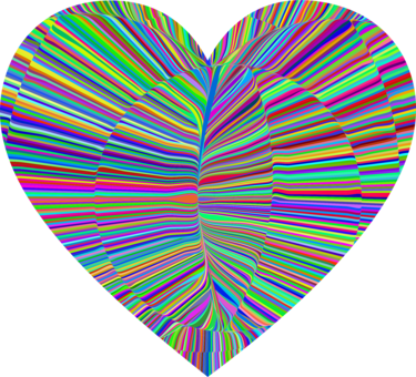 Psychedelic Art Psychedelia Mural - Psychedelic Heart (375x340), Png Download