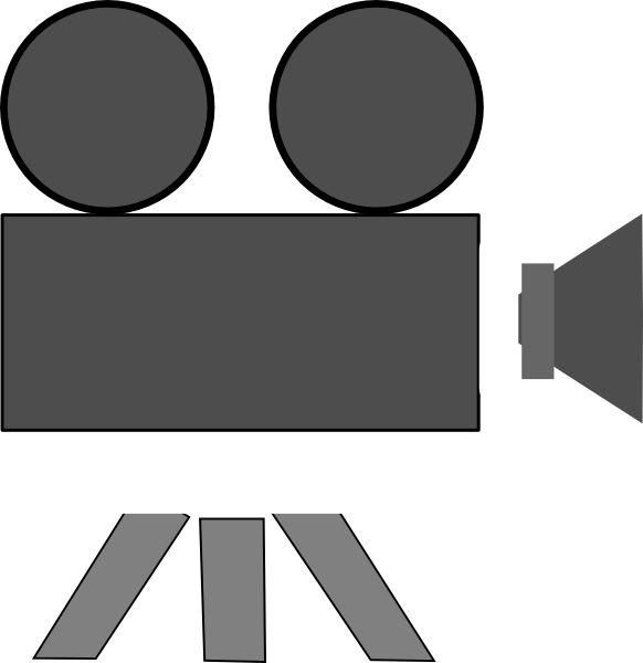 Camera Reel Clip Art At Clker - Black And White Cartoon Camera Drawing (582x600), Png Download