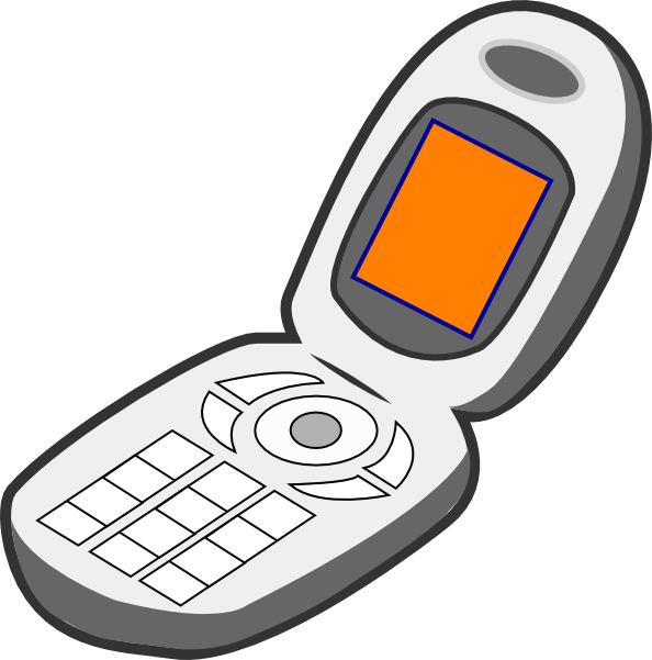 Cell Phone Grey Orange Clip Art - Non Living Things Clipart (594x601), Png Download