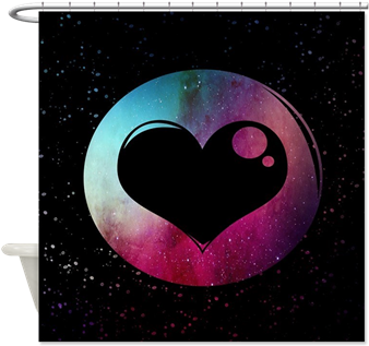 Black Abstract Watercolor Heart Shower Curtain - Galaxy (350x350), Png Download