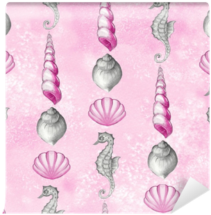Watercolor Seamless Pattern 4 Wall Mural • Pixers® - Seashell (400x400), Png Download