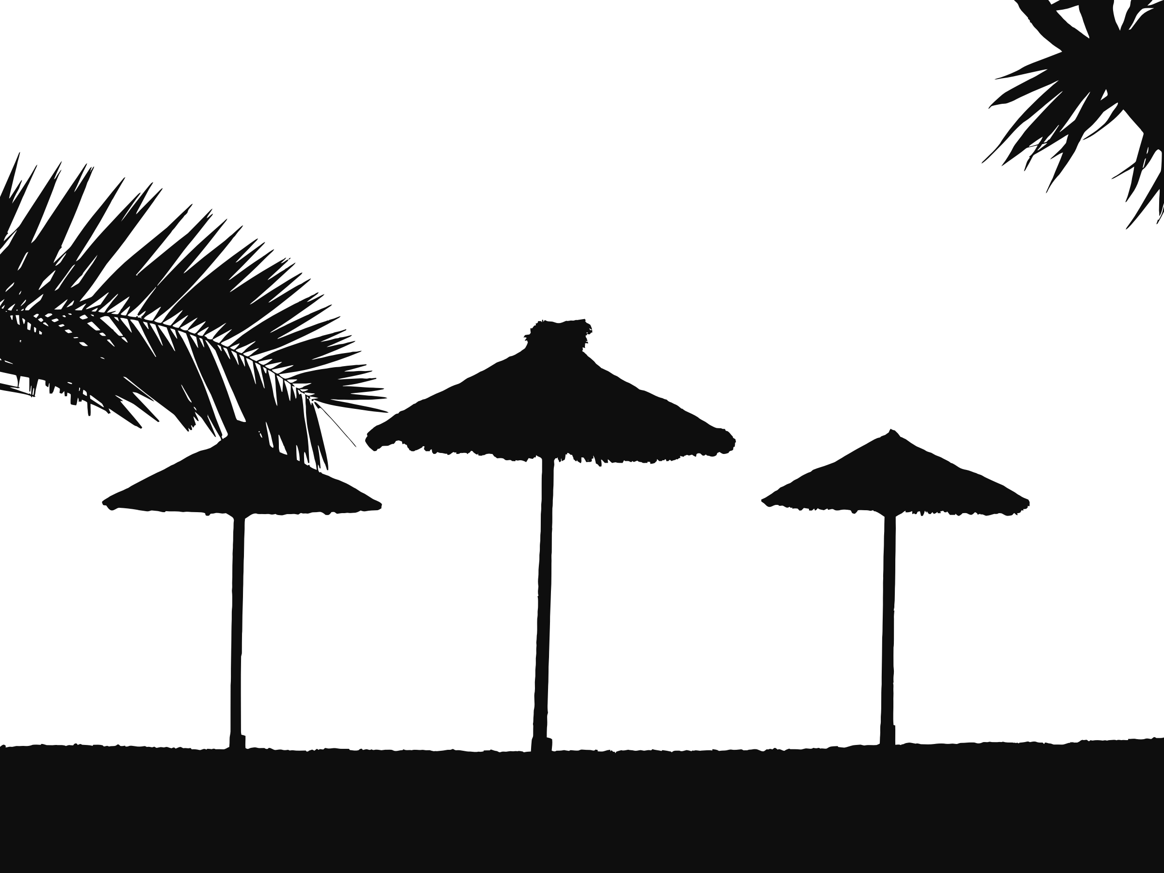 Tropical Silhouette Icons Png - Beach Silhouette Png (2400x1800), Png Download