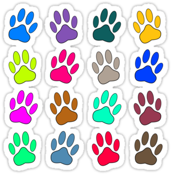 Multicolored Dog Paw Print Pattern Stickers - Multicolored Dog Paw Print Pattern Beach Towel (375x360), Png Download
