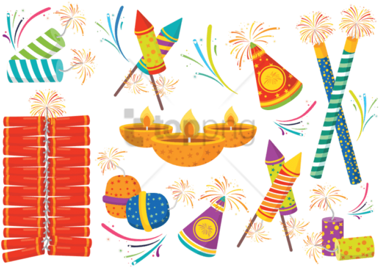 Deepavali Free Vector Art - Fireworks (700x490), Png Download