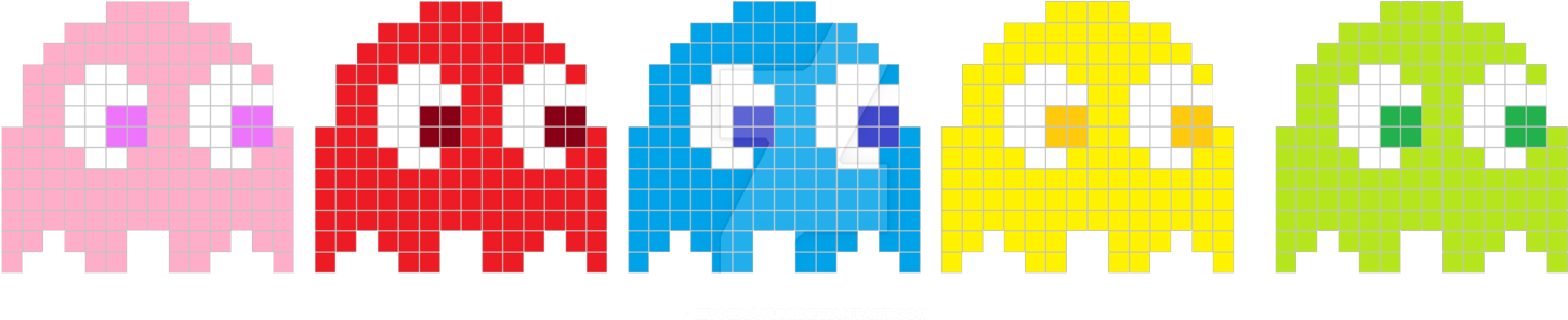 Pac-man Ghost Png Photos - Pacman And Ghosts Png (1600x356), Png Download
