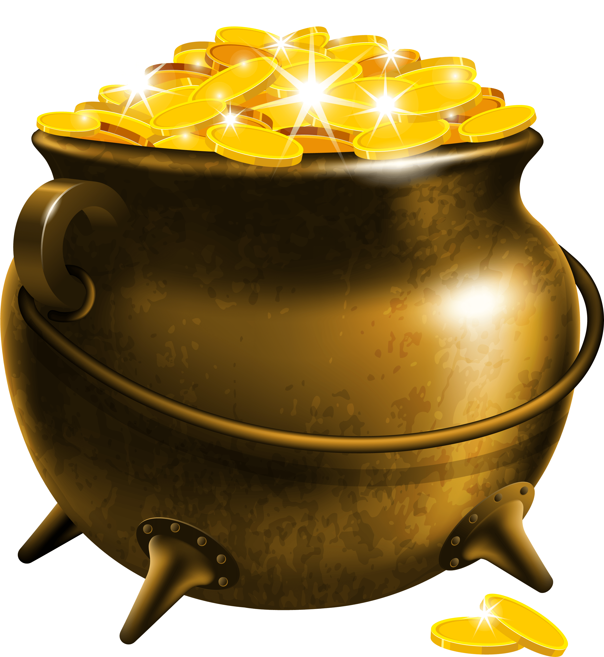 Patrick Day Pot Of Gold Coins - Transparent St Patricks Leprechaun