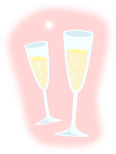 Glass, Bottle, Cartoon, Drink, Alcohol, Champagne - Png Champagne Bubbles Clipart (485x640), Png Download