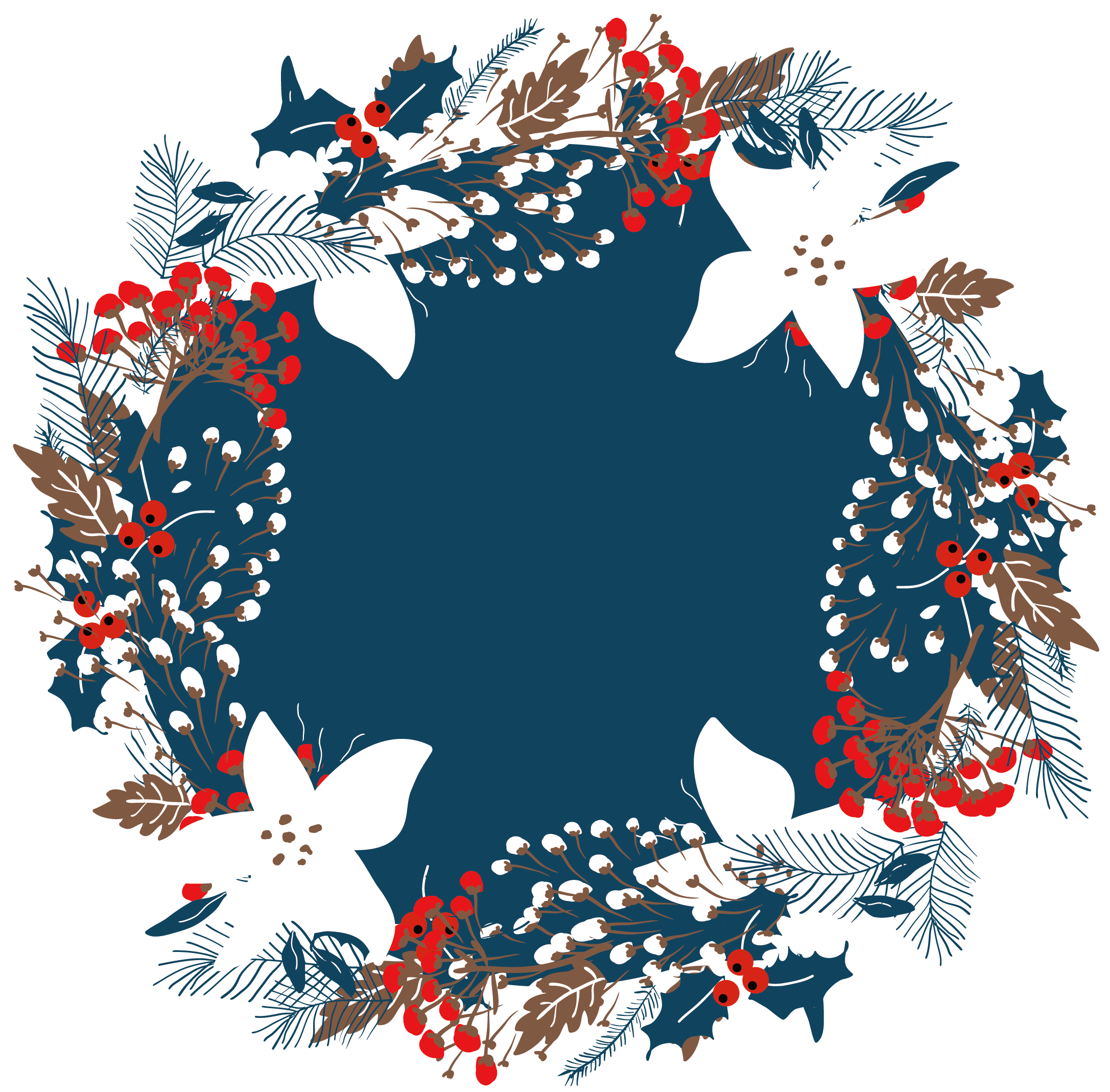 Christmas Wreath Illustration Beautiful Transprent - Vector Graphics (2362x2362), Png Download