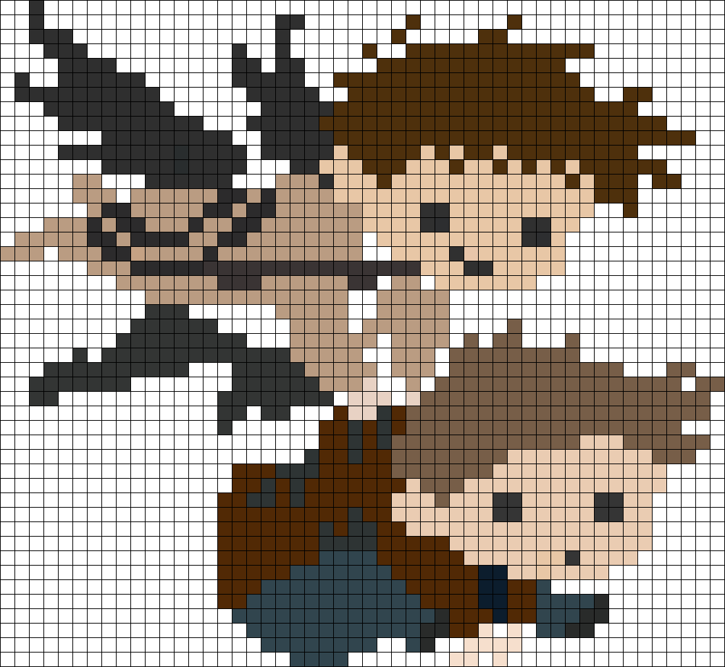 Castiel And Dean Perler Bead Pattern / Bead Sprite - Supernatural Cross Stitch Patterns (1051x967), Png Download