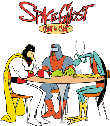 Space Ghost, Moltar, And Zorak Sit Around A Coffee - Space Ghost Coast To Coast (382x447), Png Download