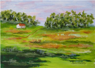 House On The Hillside - Painting (400x400), Png Download