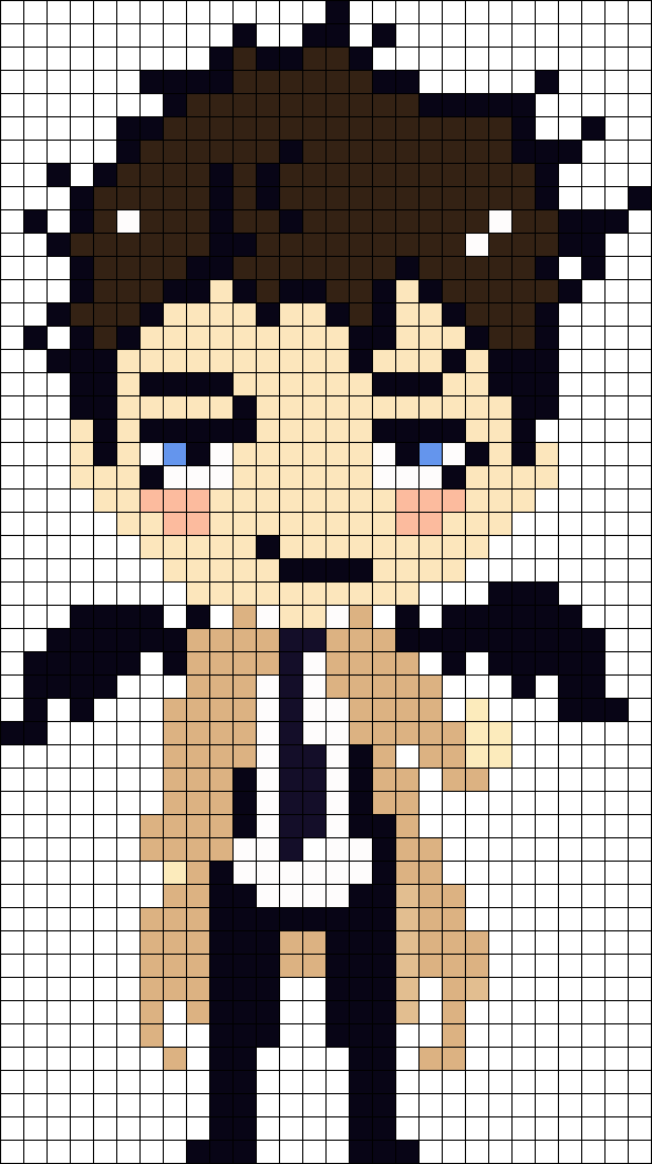 Castiel Perler Bead Pattern / Bead Sprite - Supernatural Minecraft Pixel Art (589x1051), Png Download