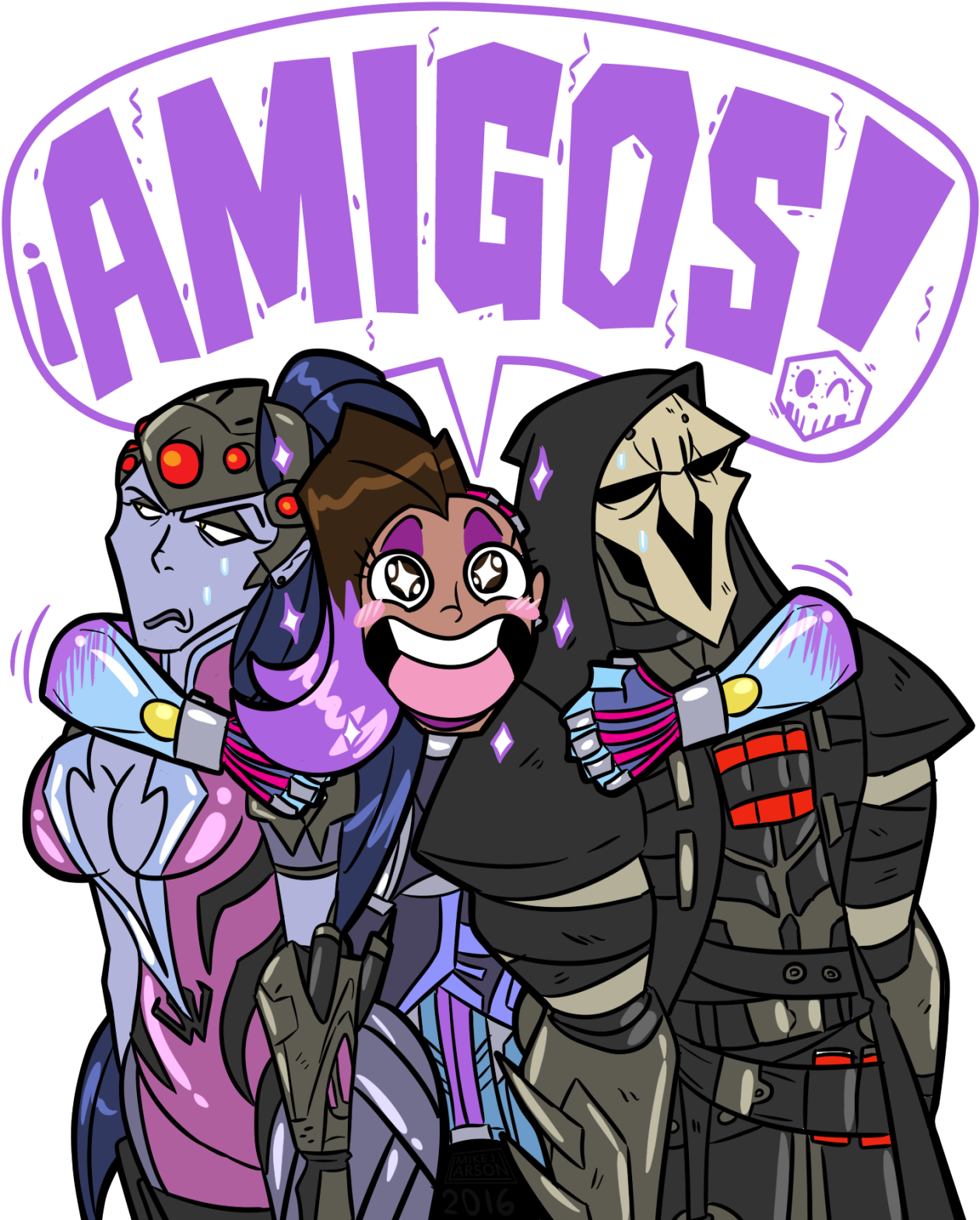 Sombra ,blizzard,blizzard - Overwatch Reaper Widowmaker Sombra (500x615), Png Download