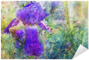 Messy Watercolor Splatter And Blue Flower Sticker • - Watercolor Painting (400x400), Png Download