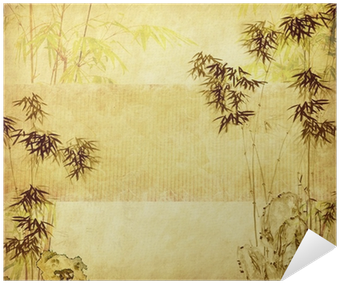Bamboo On Old Grunge Paper Texture Background Poster - Paper (400x400), Png Download