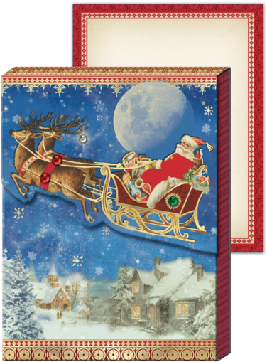 Santa's Sleigh Pocket Note Pad - Punch Studio Christmas Holiday Pocket Note Pads (600x600), Png Download