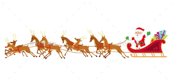 Santa Sleigh Png Download Image Christmas Sleigh With Reindeer Full Size Png Download Seekpng